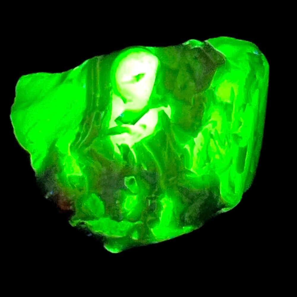 Lime White Ruby Tipped Art Glass‎ Cullet Glowing Uranium Manganese Slag #5GX3